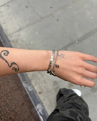 Star Silver Bangle Bracelet