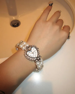 Heart Cubic Double Pearl Bracelet