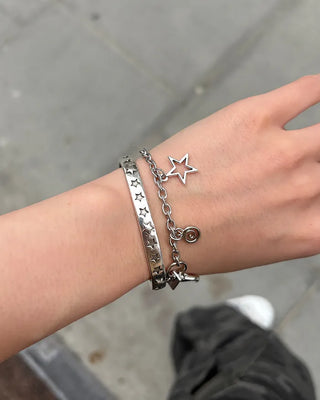 Star Silver Bangle Bracelet