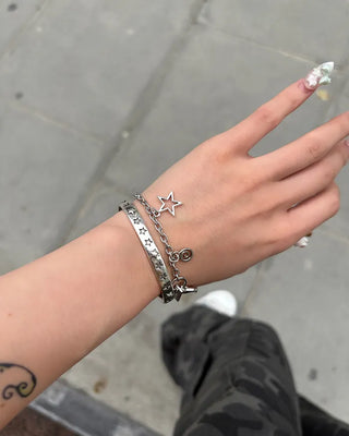 Star Silver Bangle Bracelet