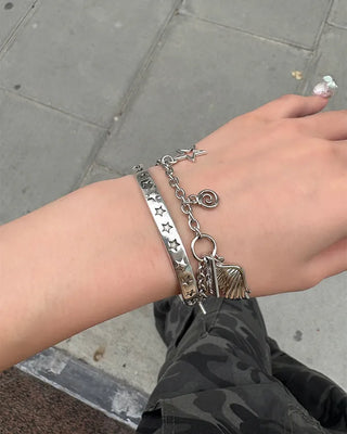 Star Silver Bangle Bracelet