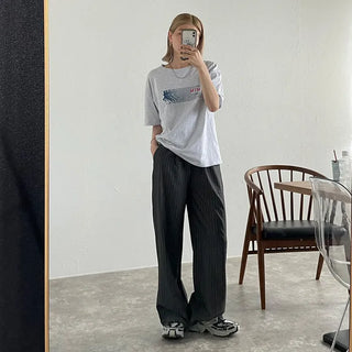 String stripe wide slacks
