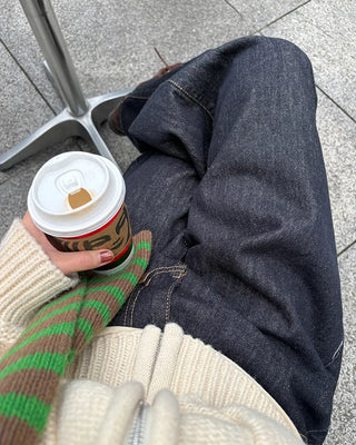 Yellow Stitch Wide Rigid Jeans
