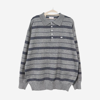 Two-tone collared knit sweater