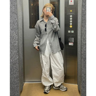 Unisex seersucker check shirt