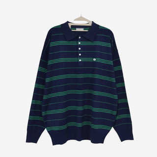 Two-tone collared knit sweater