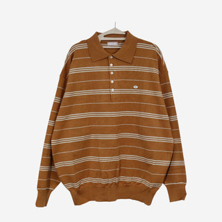 Two-tone collared knit sweater