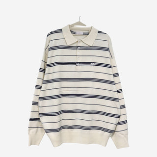 Two-tone collared knit sweater