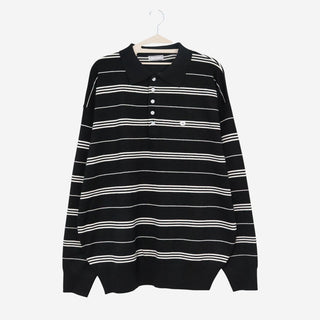 Two-tone collared knit sweater