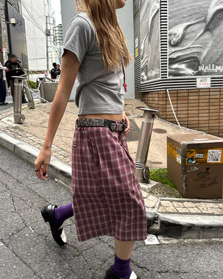 (ORIGINAL) Tartan Check Half Wide Easy Pants