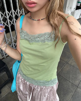 Wide lace square neck camisole