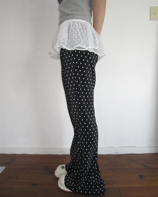 Polka Dot Bootcut Ribbed Pants