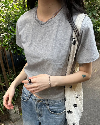 Basic semi-cropped T-shirt