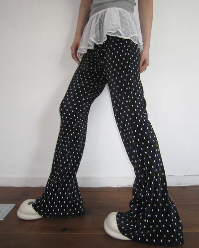 Polka Dot Bootcut Ribbed Pants
