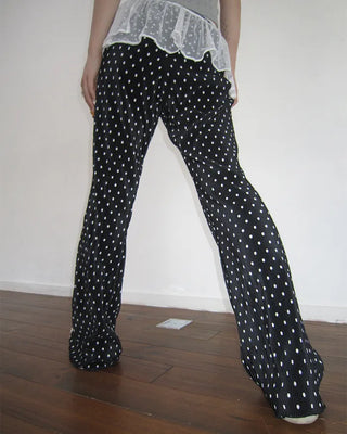 Polka Dot Bootcut Ribbed Pants
