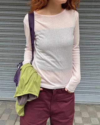 See-through ribbed long T-shirt