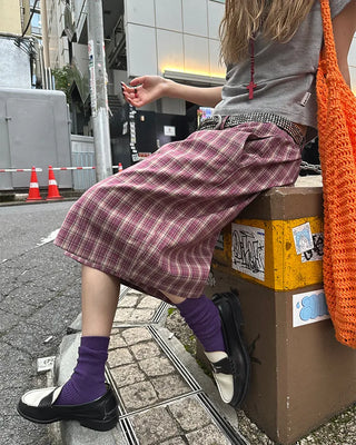 (ORIGINAL) Tartan Check Half Wide Easy Pants