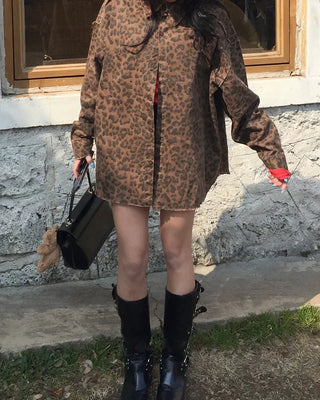 (Unisex) Leopard Half Coat