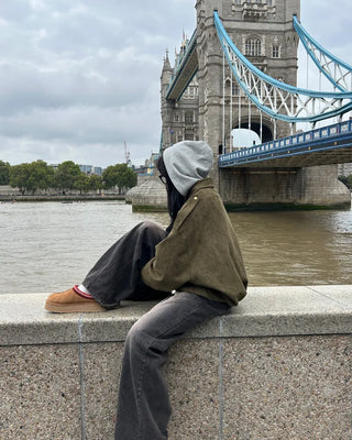 Gathered hem semi-cropped suede blouson jacket