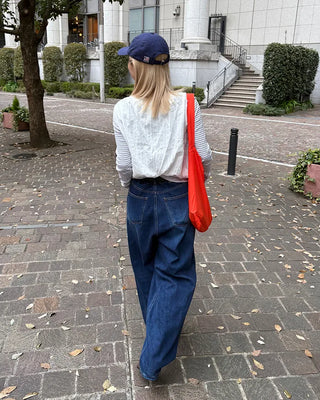 Hem snap wide denim pants