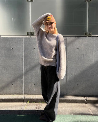 (Unisex) Pencil Stripe Wide Black Jeans