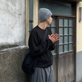 Rib-knit round t-shirt