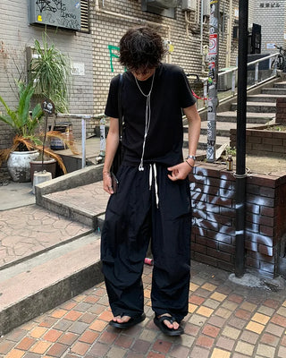(Unisex) Pintuck Balloon Fit String Waist Elastic Pants