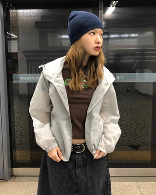 See-through semi-cropped windbreaker