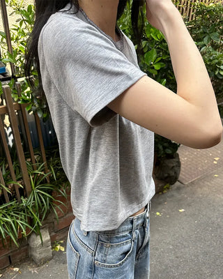 Basic semi-cropped T-shirt