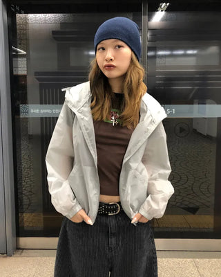 See-through semi-cropped windbreaker