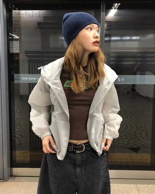 See-through semi-cropped windbreaker