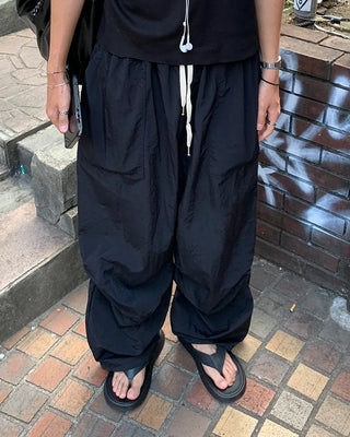 (Unisex) Pintuck Balloon Fit String Waist Elastic Pants