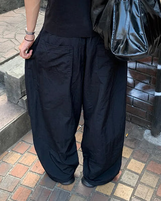 (Unisex) Pintuck Balloon Fit String Waist Elastic Pants
