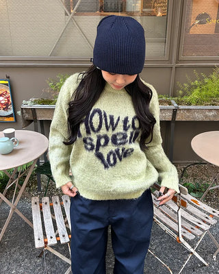 Heart Lettering Hair Loose Sweater