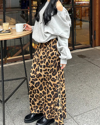 Big leopard mermaid maxi skirt