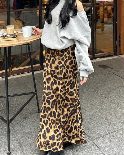 Big leopard mermaid maxi skirt