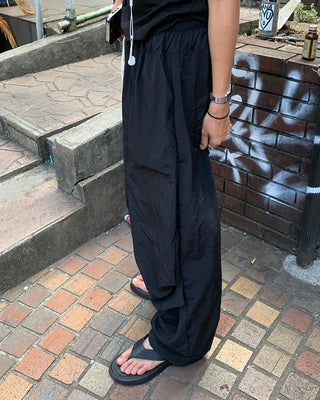 (Unisex) Pintuck Balloon Fit String Waist Elastic Pants