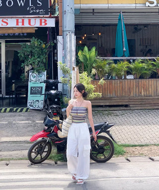 [With built-in cups] Beach knit tank top