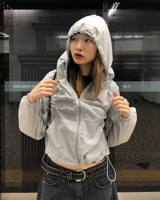 See-through semi-cropped windbreaker