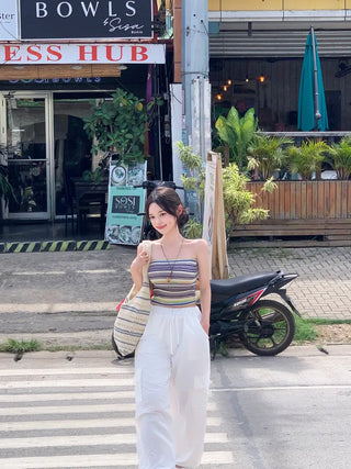 [With built-in cups] Beach knit tank top