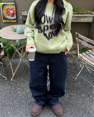 Heart Lettering Hair Loose Sweater
