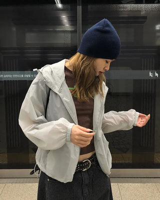See-through semi-cropped windbreaker