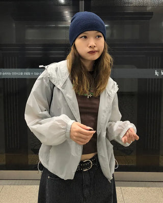 See-through semi-cropped windbreaker