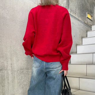 V-neck oversized knit