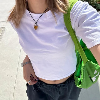 Colored cropped short-sleeved T-shirt