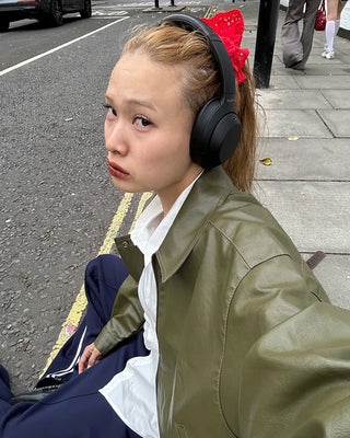 Zip-fly leather blouson jacket