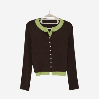 Two-tone layered style cardigan