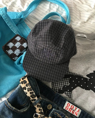 Sunstitch Check Seersucker Cap