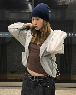 See-through semi-cropped windbreaker