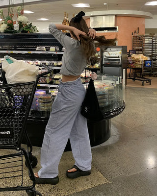 Drawstring Waist Graph Check Wide Pants